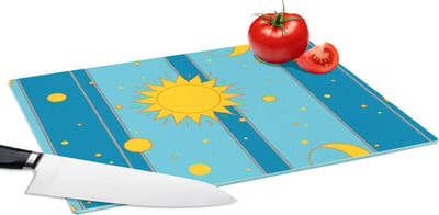 Glazen Snijplank - 39x28 - Zon - Maan - Design - Snijplanken Glas