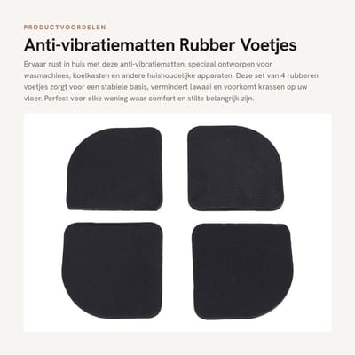 Dailygoods- Anti-vibratiematten set van 4 - Rubber voetjes - Antislip - Schokbestendig - Krasbescherming - Voor wasmachine/koelkast - Zwart 70 mm - Wasmachinepads