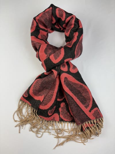 Wintersjaal met panter print 2 kanten 20% wol en 80% viscose