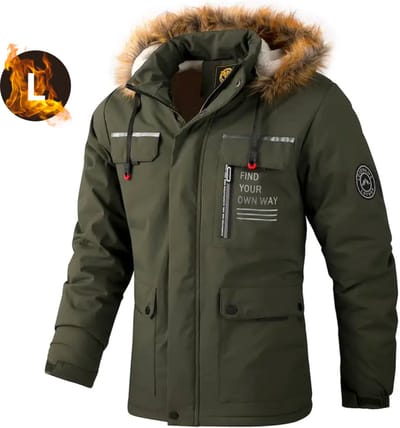 Livano Winterjas Voor Heren - Parka - Winter - Jas - Volwassen - Leger Groen - Maat L