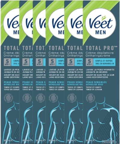Veet Men - Ontharingscreme - Gevoelige Huid - 200ml x6 - Voordeelverpakking