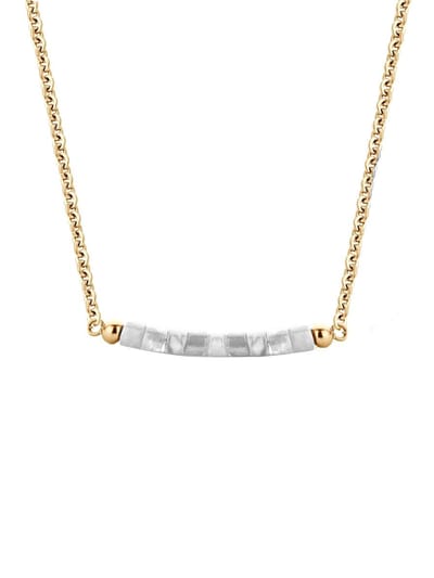 CO88 Collection Serenity 8CN 26102 Stalen Collier met Beads - Howliet 5 mm - Lengte 40 + 5 cm - Goudkleurig / Wit / Grijs