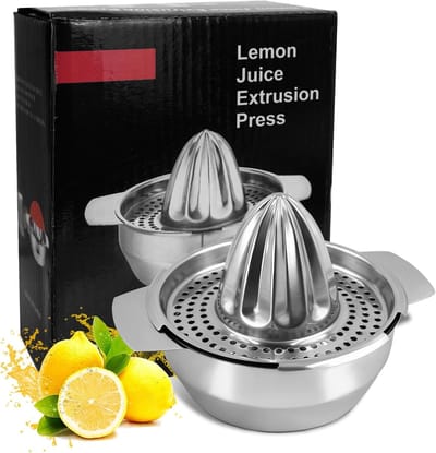 Citruspers - Handpers Sap - Verse Sappen Maken - Roestvrij Staal - 450 ml Bak - Zilver