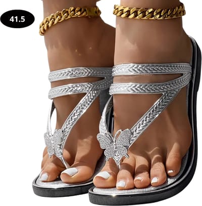 Livano Slippers Dames - Teenslippers - Flip Flops - Comfortabel - Zomer - Zilver - Maat 41.5