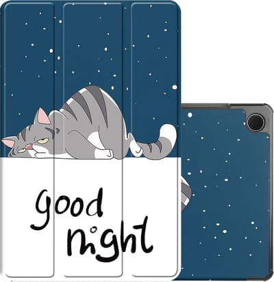 Hoes - Geschikt voor Samsung Galaxy Tab A9 - Dun & Stevig - Trifold Bookcase - Hard Cover - Hardcover Book Case - Tablet Hoesje - Kat