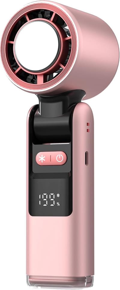 Handventilator - Oplaadbare handventilator (1-199 niveaus) Handventilator met water - Ventilator - LED digitaal display - 3-in-1 opvouwbare ventilator - Ideaal voor op reis - Kamperen - Buiten - Kantoor (roze)