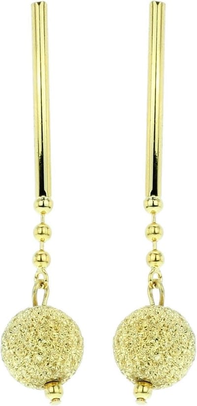 Behave - Oorbellen hanger staaf - Goudkleur met bol - Minimal chic