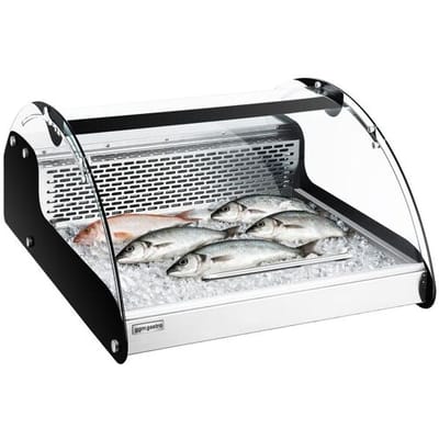 GGM Gastro Tisch-Kühlvitrine für frischen Fisch - 118 Liter - 690mm - rund Zilver / Zwart