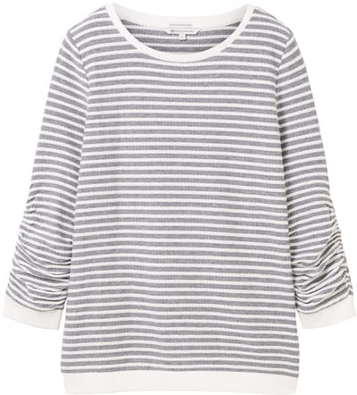 TOM TAILOR Gestreepte Top 3/4 mouw Ronde hals Regular Fit Shirt Gestreept Jacquard Sweater