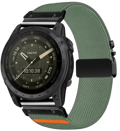 By Qubix - Geschikt voor Garmin bandje - 26mm Quickfit - Nylon bandje met parachute sluiting - Groen - Geschikt voor Garmin Epix Pro Gen 2 (51mm) / Quatix 7X / 6X & Tactix 7 (pro)