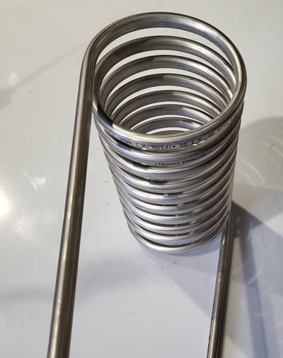 zwembadverwarming rvs wisselaar warmtewisselaar breed 175 mm 6 meter 15 mm houtgestooktezwembadverwarming