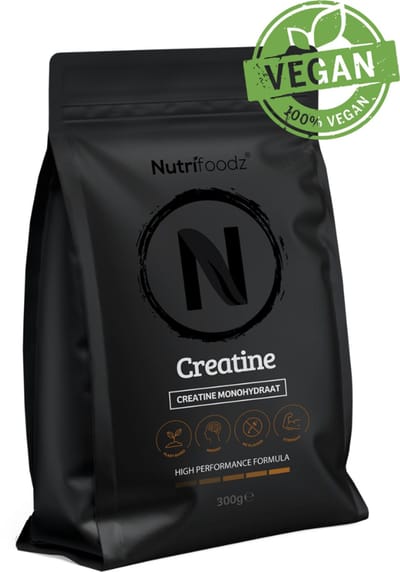 Nutrifoodz - Creatine - 100% Creatine Monohydraat - Pre-Workout - Supplement voor Spieropbouw/Prestaties - Creatine Monohydrate - Vegan - 60 porties - Gemicroniseerd tot 200 mesh - 100% puur