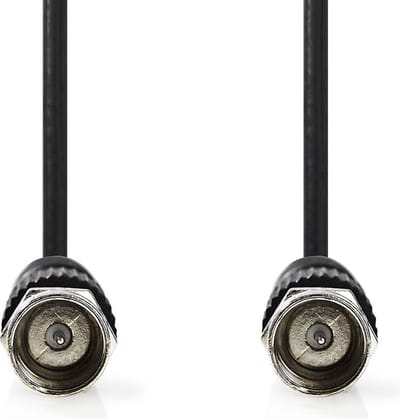Nedis Satelliet- en Antennekabel - F-Male - F-Male - Vernikkeld - 75 Ohm - Dubbel Afgeschermd - 1.50 m - Rond - PVC - Zwart - Label