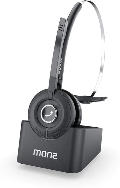 Draadloze DECT Headset - Professionele Koptelefoon - Mobiel Werken - Multi-cell Bereik - 300 Meter - Zwart