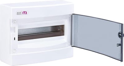 Verdeel kast - Opbouwdoos - Elektrische installatie - Transparante deur - 12 modules - Wit