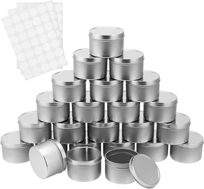 24 Stuks 8 oz Zilveren Kaarsblikken met Deksel, Ideaal voor DIY Kaarsen Maken en Creatieve Projecten