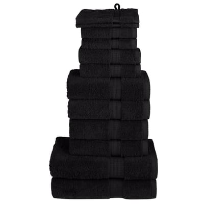vidaXL - 12-delige - Handdoekenset - SOLUND - 600 - g/m² - zwart