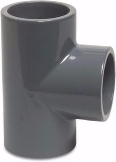 Mega T-stuk 90° PVC-U 32 mm lijmmof 16bar grijs