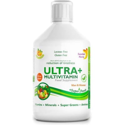 Swedish Nutra-Ultra+ Vegan Multivitamine Vloeistof 500 ml - Dagelijkse Multivitamine voor Mannen en Vrouwen, Snel Opneembaar en Zacht