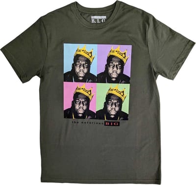 Biggie Smalls - Crown Pop Art Heren T-shirt - S - Groen