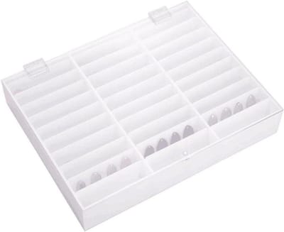 Opbergdoos Nail Art - Decoratie Container - Nageldecoraties Sorteren - 30 Gaten Systeem - 25.9 x 23.3 cm - Wit