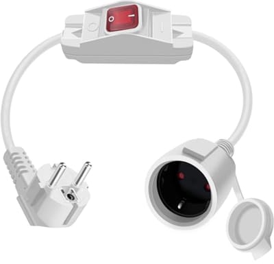 Korte Verlengkabel 16A 250V met Schakelaar | IP44 Waterdicht voor Binnen en Buiten | 0,5m