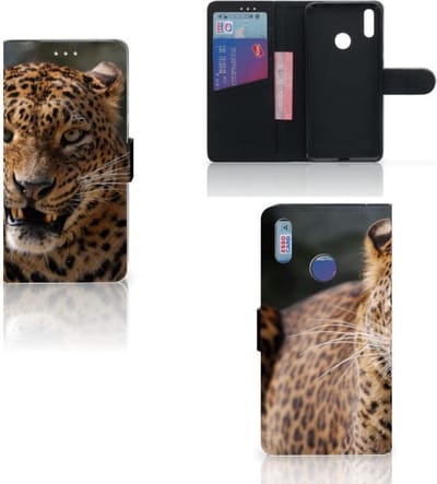 Boekhoesje voor Huawei Y7 (2019) Telefoonhoesje met Pasjes Luipaard