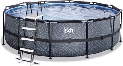 EXIT Stone Frame Zwembad ø450 - Opzetzwembad - met Zandfilterpomp - Rond - Grijs
