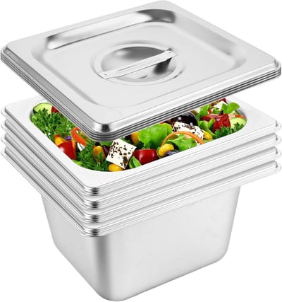 Set van 4 Breading Bowls 17.5 x 16.5 x 10 cm - RVS Containers met Deksel voor Kruidige Snacks, Ideaal voor Paneren en Bewaren van Voedsel