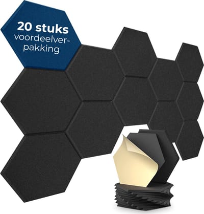 DeciShield 20 akoestische panelen - Zelfklevend -Wandpaneel - Geluidsisolatie - Vuur vertragend - Geluidspanelen - Zwart