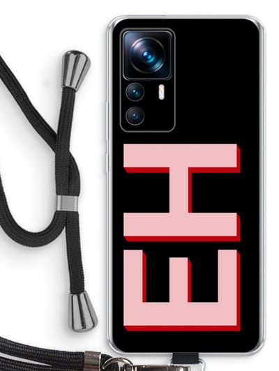 Gepersonaliseerd - Case Company® - Hoesje met koord geschikt voor Xiaomi 12T hoesje met Koord - Monogram - Telefoonhoesje met Zwart Koord - Bescherming aan alle Kanten en Over de Schermrand