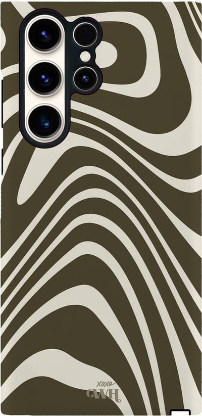 xoxo Wildhearts Boogie Wonderland Green - Hoesje geschikt voor Samsung Galaxy S24 Ultra - Siliconen hoesje met dubbele beschermlaag - Luxe case - Stevige backcover - Golvenprint - Golvend patroon - golven - Groen
