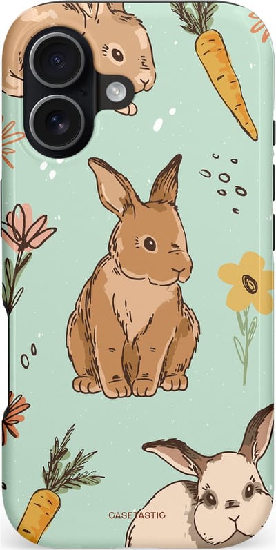 Casetastic hoesje geschikt voor Apple iPhone 17 - MagSafe - Dubbellaagse bescherming - Hop hop flapoortje - Fashion Case - Lichtgrijs Taupe Mintgroen Perzik