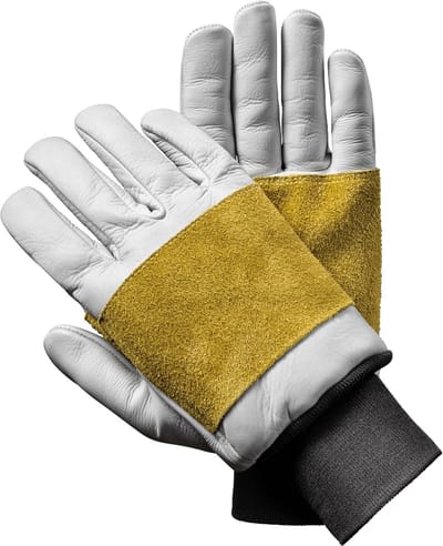 SIR SAFETY CHAINSAW PROT ELASTIC CUFF Werkhandschoenen Grijs Tuinhandschoenen - Rundsplitleer - Kettingzaagbescherming - Versterkte Palm 12 Stuks