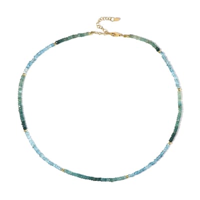 Cavill - 925 Sterling Zilver Vergulde Halsketting - 43,951 ct Grandidieriet & Zirkoon - Elegant Blauw Groene Edelstenen