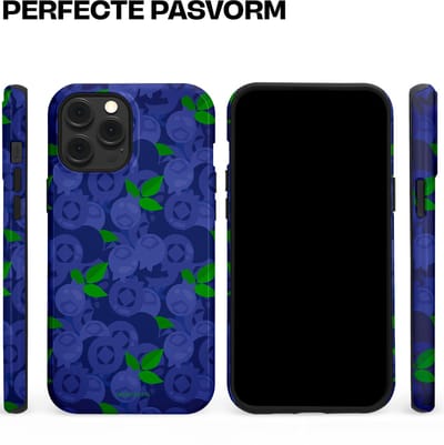 Casetastic hoesje geschikt voor Apple iPhone 12 Pro Max - MagSafe - Dubbellaagse bescherming - Berrytastic Blauwe Blueberry Bessen - Fashion Case - Donkerblauw Groen