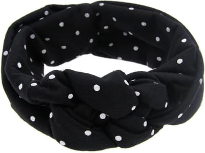 Haarband | baby en kleuter | geknoopt | zwart met witte stippen