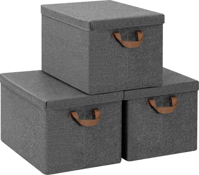 BukkitBow - Opbergdoos met Handvaten - Stoffen Opbergdoos - Stapelbaar en Stevig - 20L (3 Stuks)