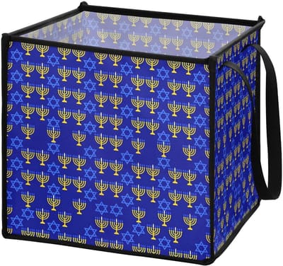 Opvouwbare Vilten Manden - Opbergbakken - Ruimte Besparen - Stevig Draadframe - 33x33x33 cm - Blauw Sterren