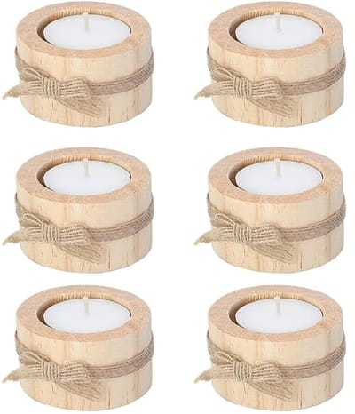 Dailygoods- Kandelaar klein - Houten Kandelaar - Kaarsenhouder - Vintage Theelichthouder - Decoratie voor Bruiloft - Romantische Sfeer