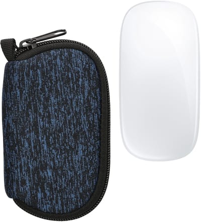kwmobile computermuis hoes geschikt voor Apple Magic Mouse 1 / 2 hoesje - Muis beschermhoes met rits - Mouse case van neopreen in deep ocean / zwart