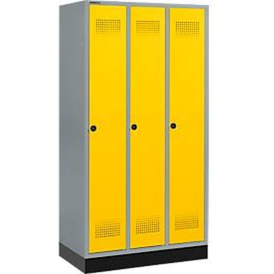 Schäfer Shop Genius Kledinglocker met fitting, 3 compartimenten, veiligheidsdraaigrendelslot, licht zilver/geel