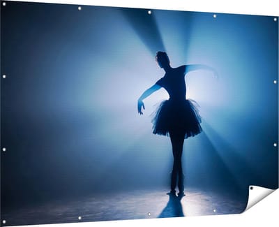 Gards Tuinposter Ballerina Silhouet - Ballet - 180x120 cm - Tuindoek - Tuindecoratie - Wanddecoratie buiten - Tuinschilderij