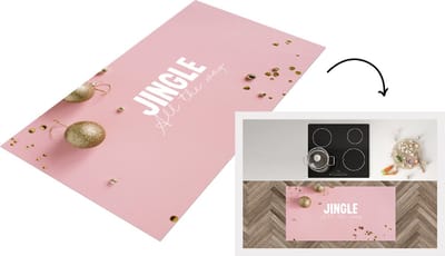 Keukenloper - Loper keuken - Winter - Goud - Roze - 120x60 cm - Keukenloper vinyl