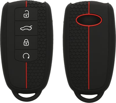 kwmobile autosleutel hoesje geschikt voor Chery Omoda C5 / Jaecoo 7 / Tiggo 7 Pro 8 Pro / Arrizo 5 hoes - Siliconen autosleutel behuizing - Auto sleutel case met honingraat - Sleuteletui in zwart / rood