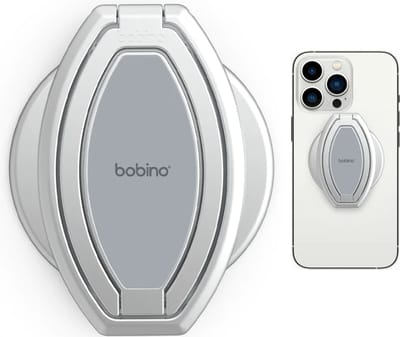 Bobino KICKFLIP – Zilver – Mobiele Telefoon standaard – veelzijdige mobiele telefoonhouder compatibel met alle smartphones – 360° verstelbare hoek video kijken en opnemen – ultradunne en opvouwbare telefoonstandaard. Ook super makkelijk voor op reis!