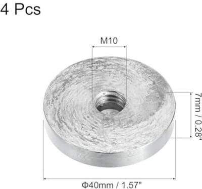 M10 schroefdraad 40 mm diameter ronde vorm aluminium schijf hardware 4 stuks, aluminium cirkelschijf glas top adapter voor glazen tafel
