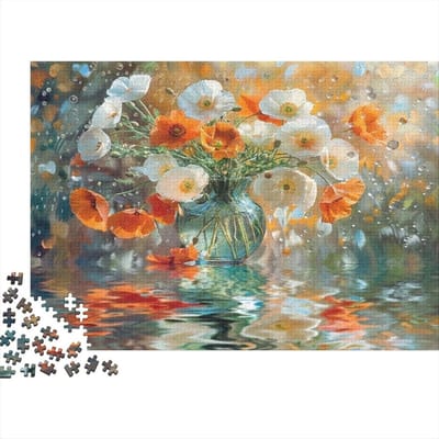 Bloemenboeket Puzzel - Legpuzzel Volwassenen - Ontspanning Thuis - Waterreflectie Ontwerp - 70 x 50 cm - Multicolor