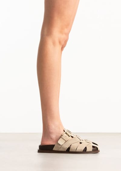 Sacha - Dames - Beige suède slippers - Maat 36
