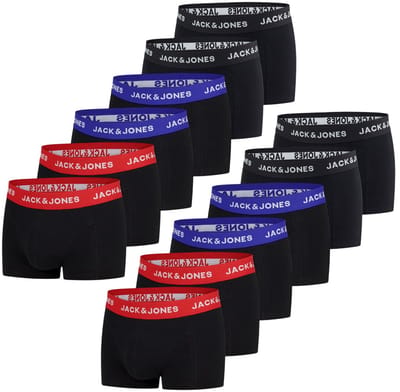 Jack & Jones Heren Boxershorts 12 Pack Basic Trunks Zwart S Ondergoed met Elastische Softband